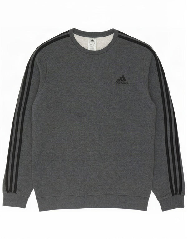 Adidas Hombre Sudadera Jumper Grande Gris Algodón