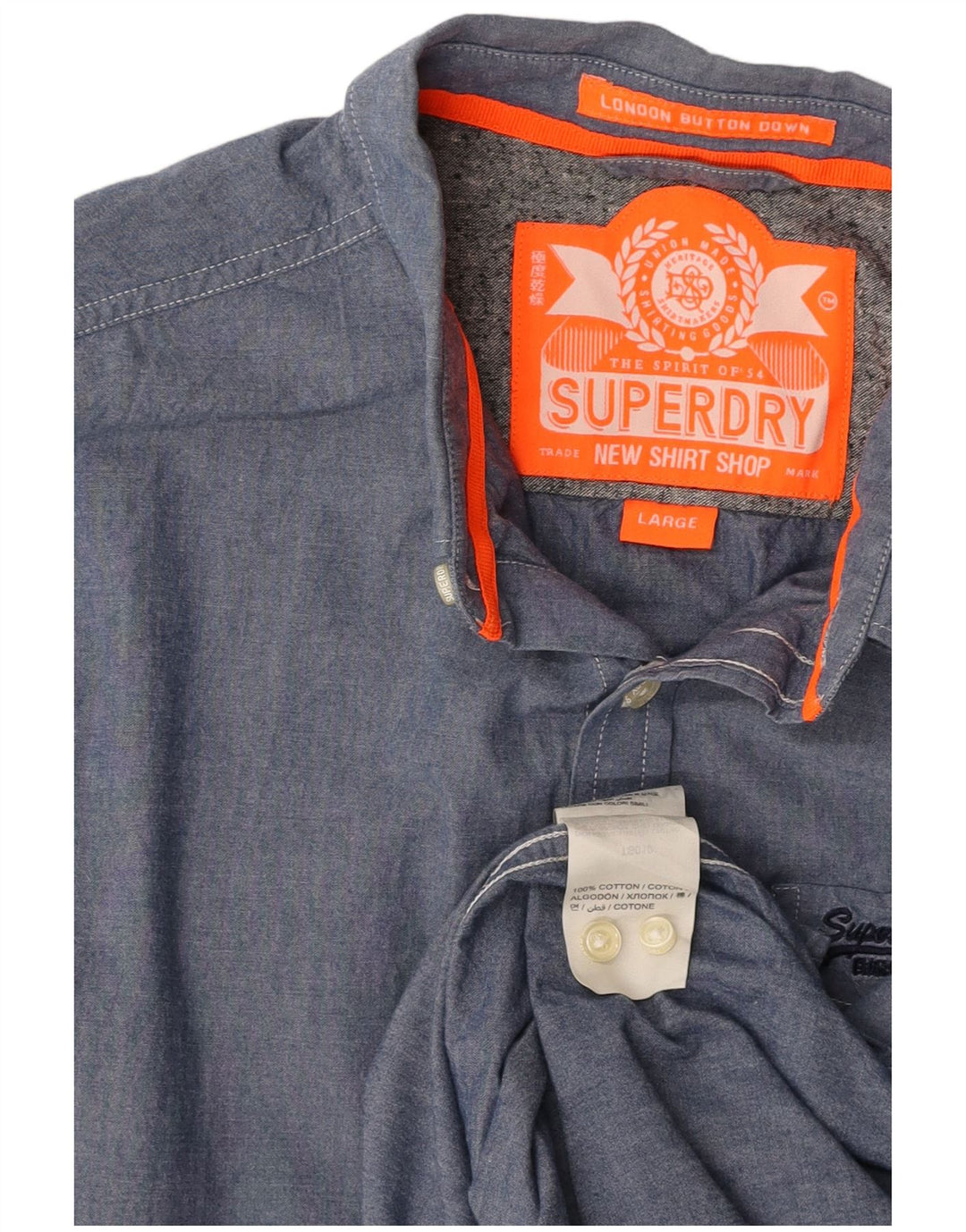 Camisa SUPERDRY Hombre Grande Azul Algodón