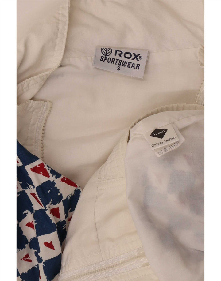 Tactel Hombre Chándal Top Chaqueta Small Blanco Geométrico Poliamida