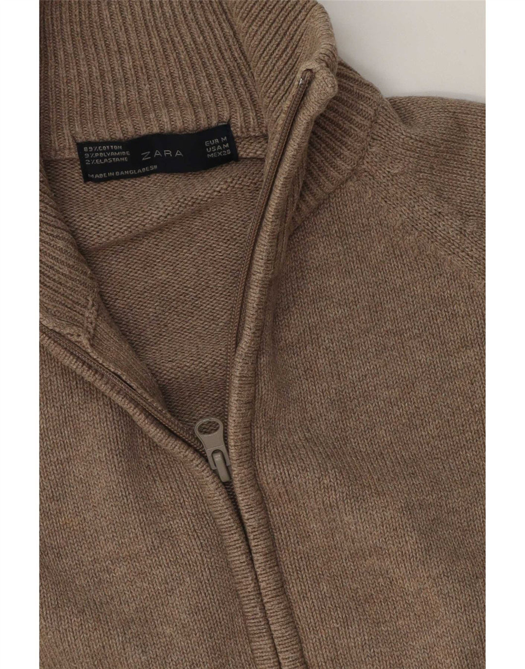 Zara Mujer Cárdigan Suéter UK 44 Algodón Gris Medio