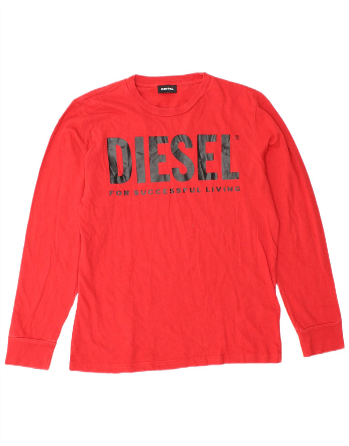 DIESEL Camiseta gráfica para niño manga larga 11-12 años Algodón rojo