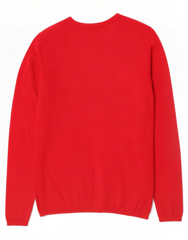 Tommy Hilfiger Suéter con cuello en V para mujer UK 10 Small Red Cotton