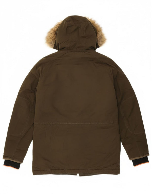 Superdry Parka extragrande con capucha para mujer UK 6 XS Poliéster caqui