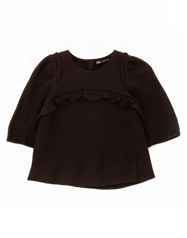 Zara Mujer Blusa Corta Top UK 6 XS Algodón Negro