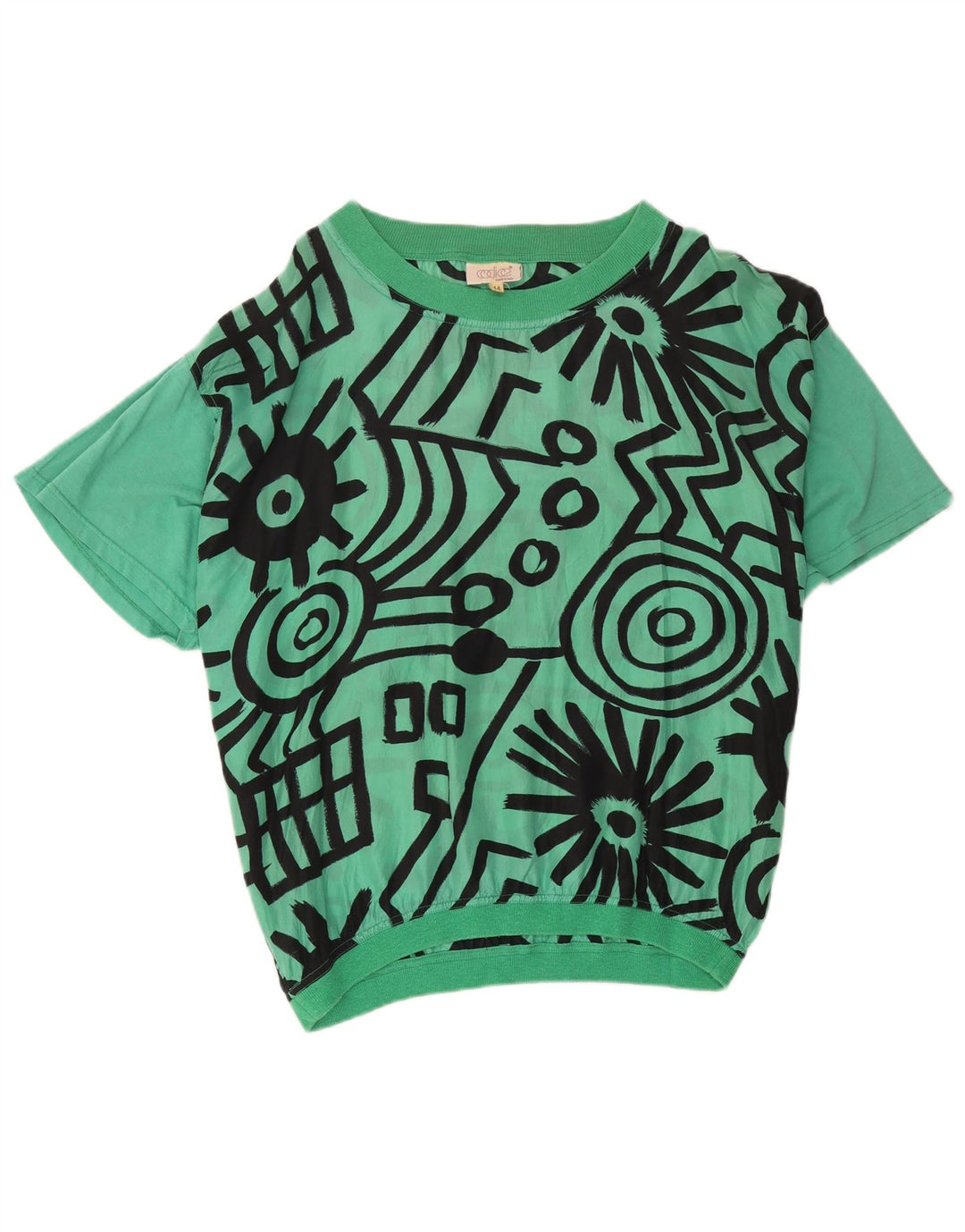 Blusa Oversize Mujer Codice Top IT 44 Seda Geométrica Verde Medio