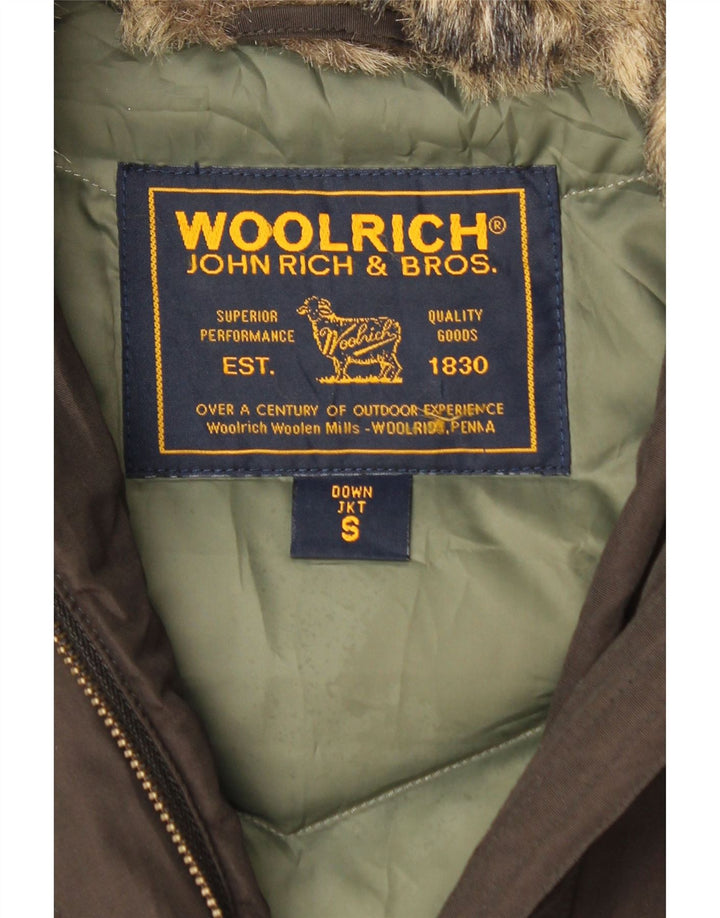 Woolrich Chaqueta bomber con capucha para mujer, acolchada, UK 10, pequeña, algodón marrón