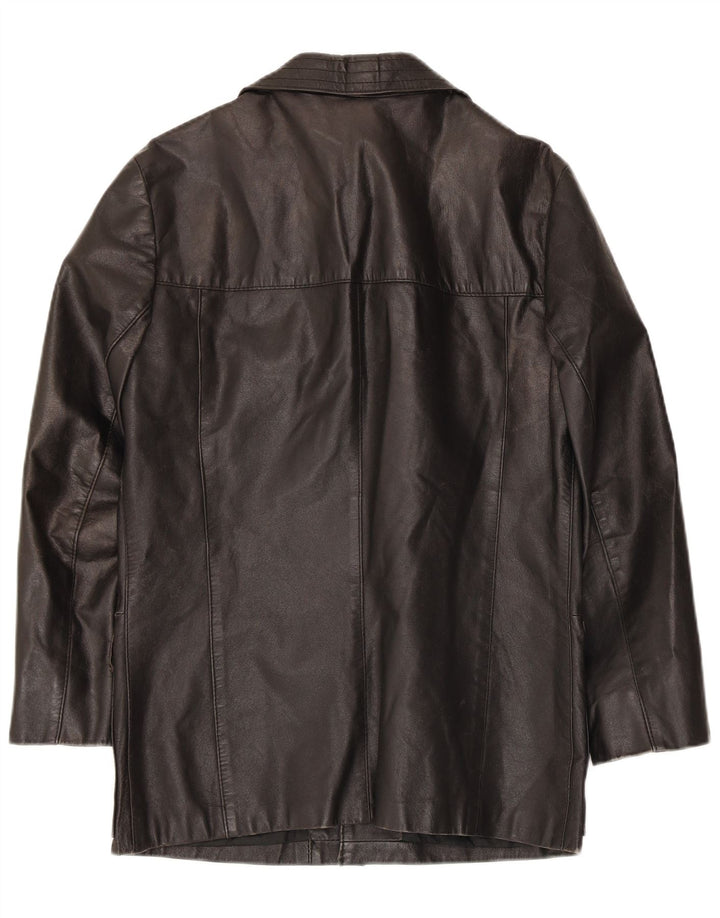 VINTAGE Chaqueta de cuero para hombre IT 48 Mediano Negro