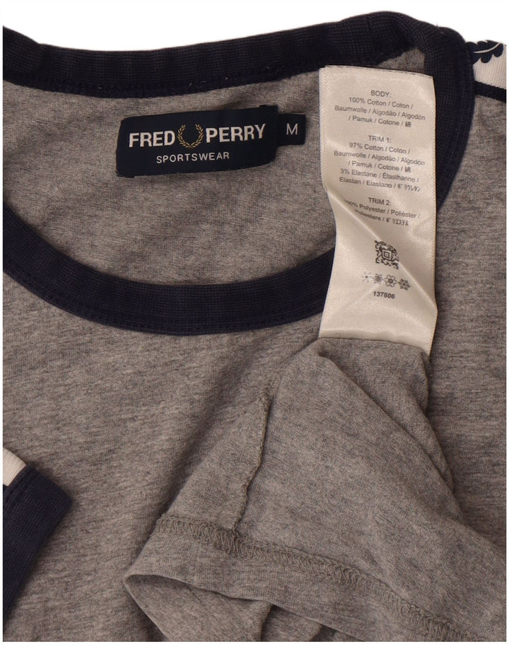 FRED PERRY Camiseta gráfica para hombre Top de algodón color block gris medio