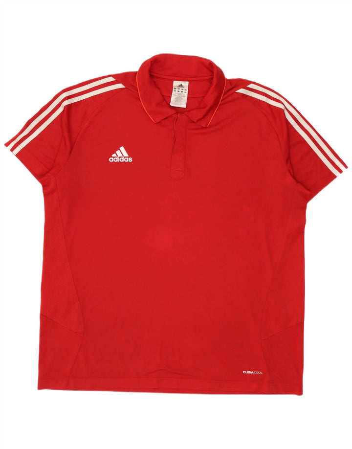 Adidas Polo Climacool para hombre IT 50/52 2XL Rojo Colorblock Poliéster
