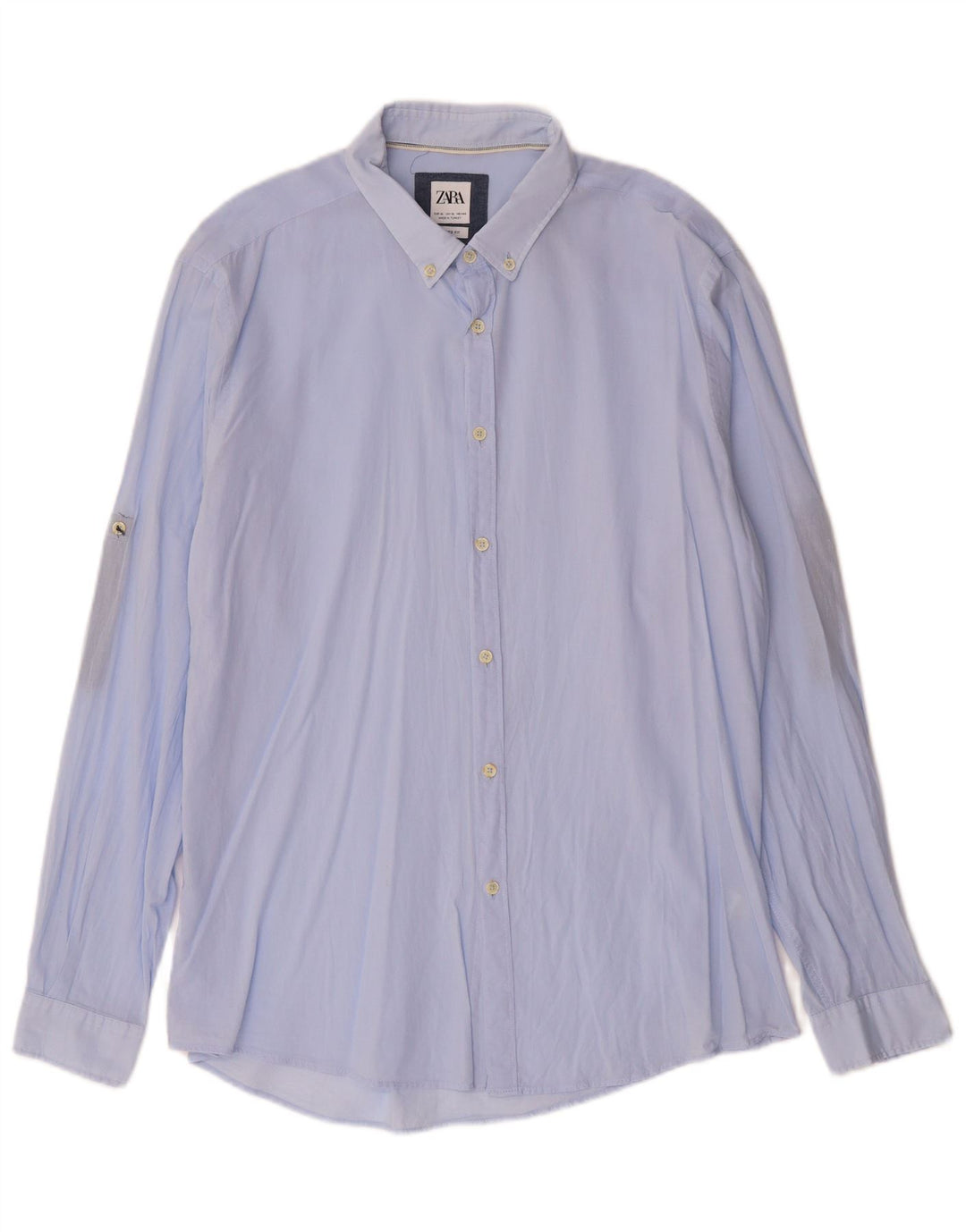 ZARA Hombre Camisa Relaxed Fit XL Azul