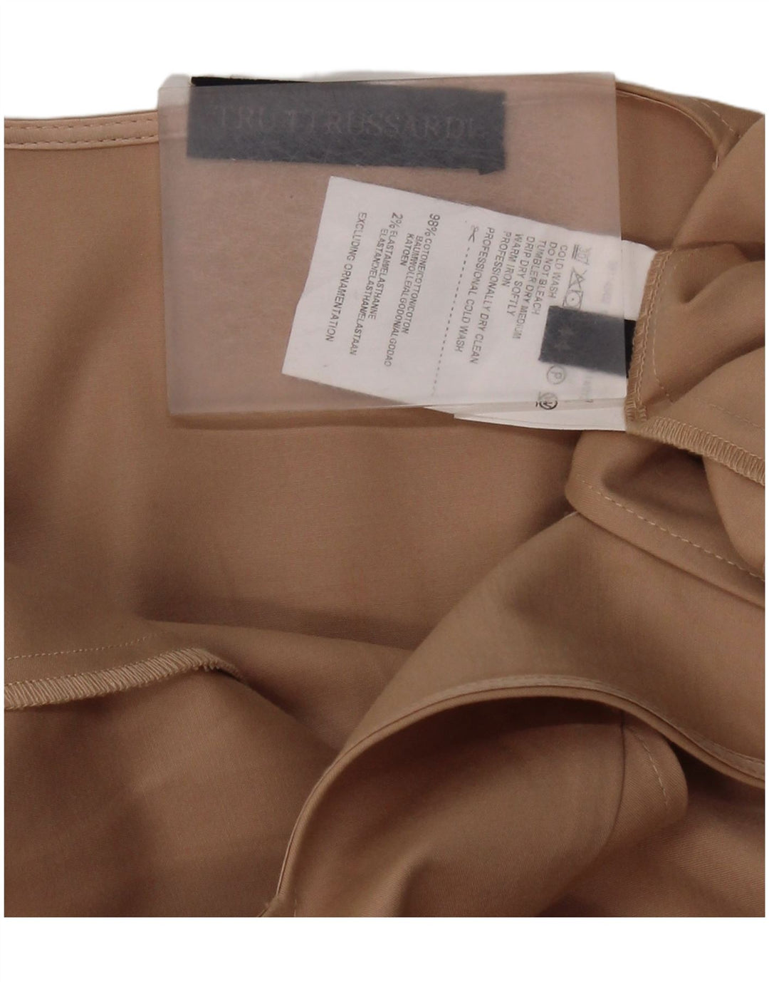 TRUSSARDI Vestido evasé sin mangas para mujer IT 44 Algodón beige medio