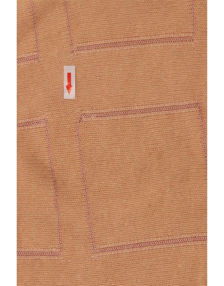 Vintage mujer rollo cuello jersey suéter IT 44 medio rosa geométrico