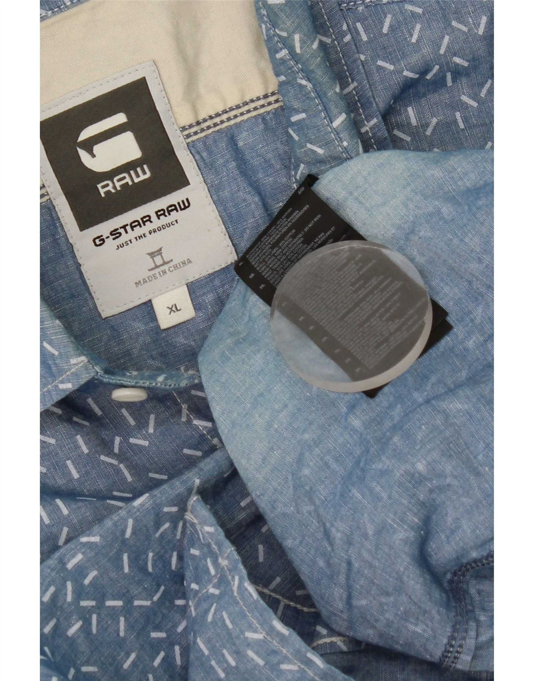 Camisa G-Star Hombre XL Lino con manchas azules