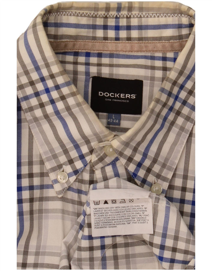 Dockers Camisa Hombre Talla 42/44 Grande Cuadros Multicolor Algodón