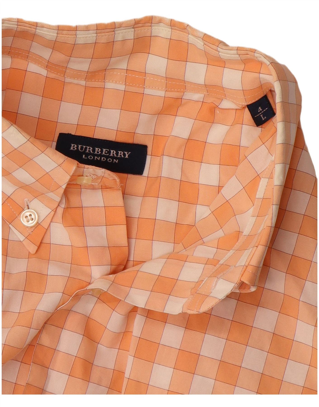 Burberry Camisa De Manga Corta De Algodón A Cuadros Naranja Grande Para Hombre