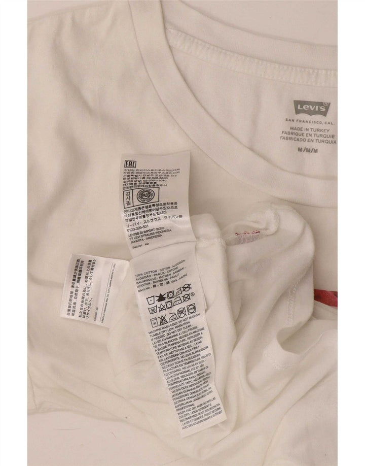 Levi's Camiseta gráfica para mujer Top UK 12 Medium White Cotton