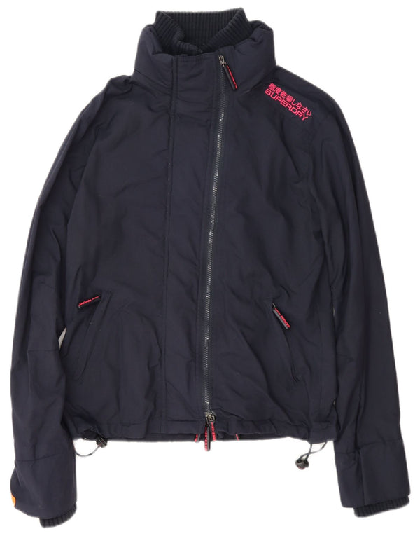 Chaqueta impermeable Superdry para mujer, talla 44, nailon azul marino mediano