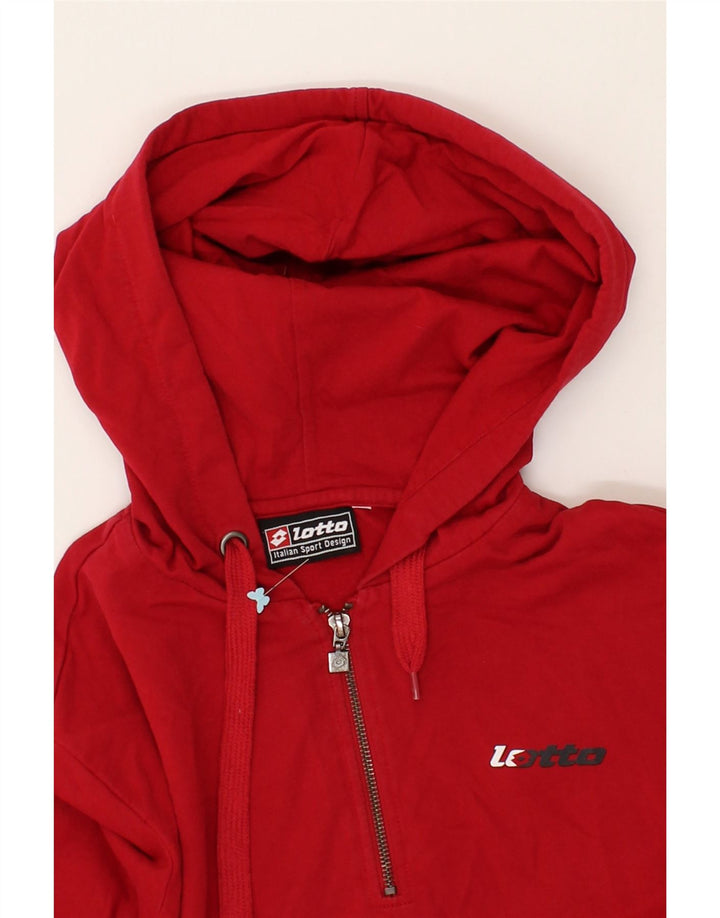 LOTTO Mens 1/4 Zip Hoodie Jumper Medium Red Cotton Vintage Lotto and Second-Hand Lotto from Messina Hembry 