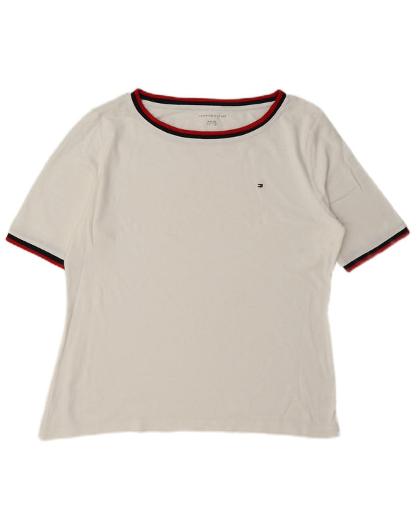 Tommy Hilfiger Camiseta de Manga Corta Regular Fit para Mujer UK 40 XL Blanco