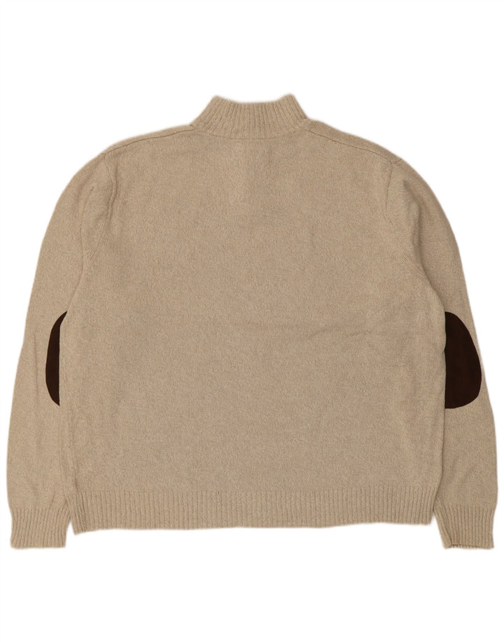 Chaps Suéter tipo jersey con cuello y botones para hombre 2XL Algodón beige