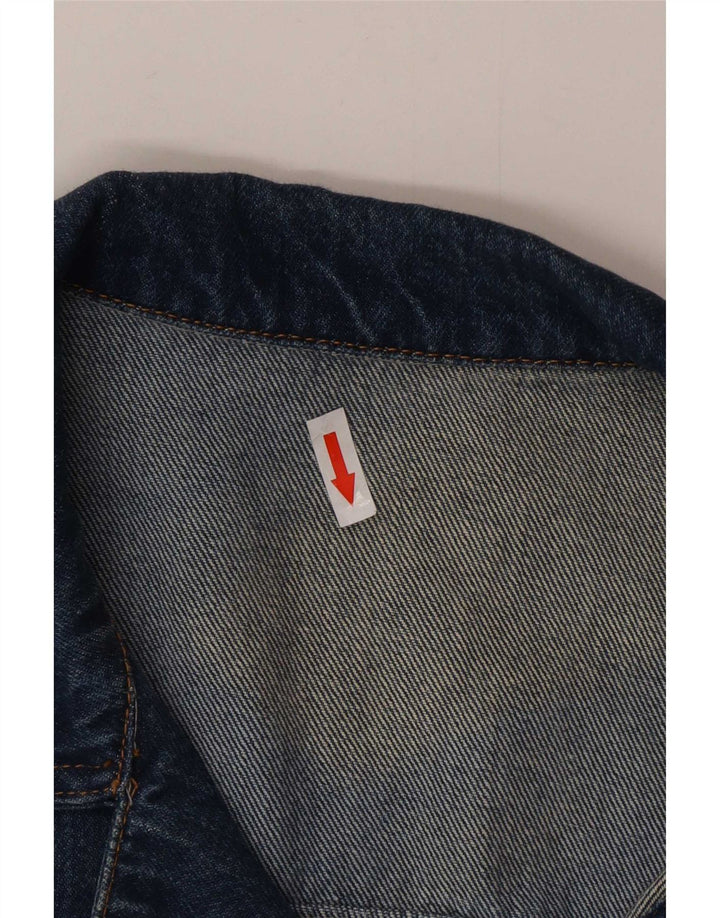 Vintage hombres chaqueta de mezclilla Reino Unido 44 2XL algodón azul