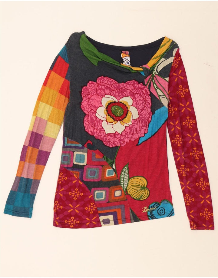 DESIGUAL Top gráfico con estampado abstracto para mujer, manga larga, UK 40, pequeño, rojo