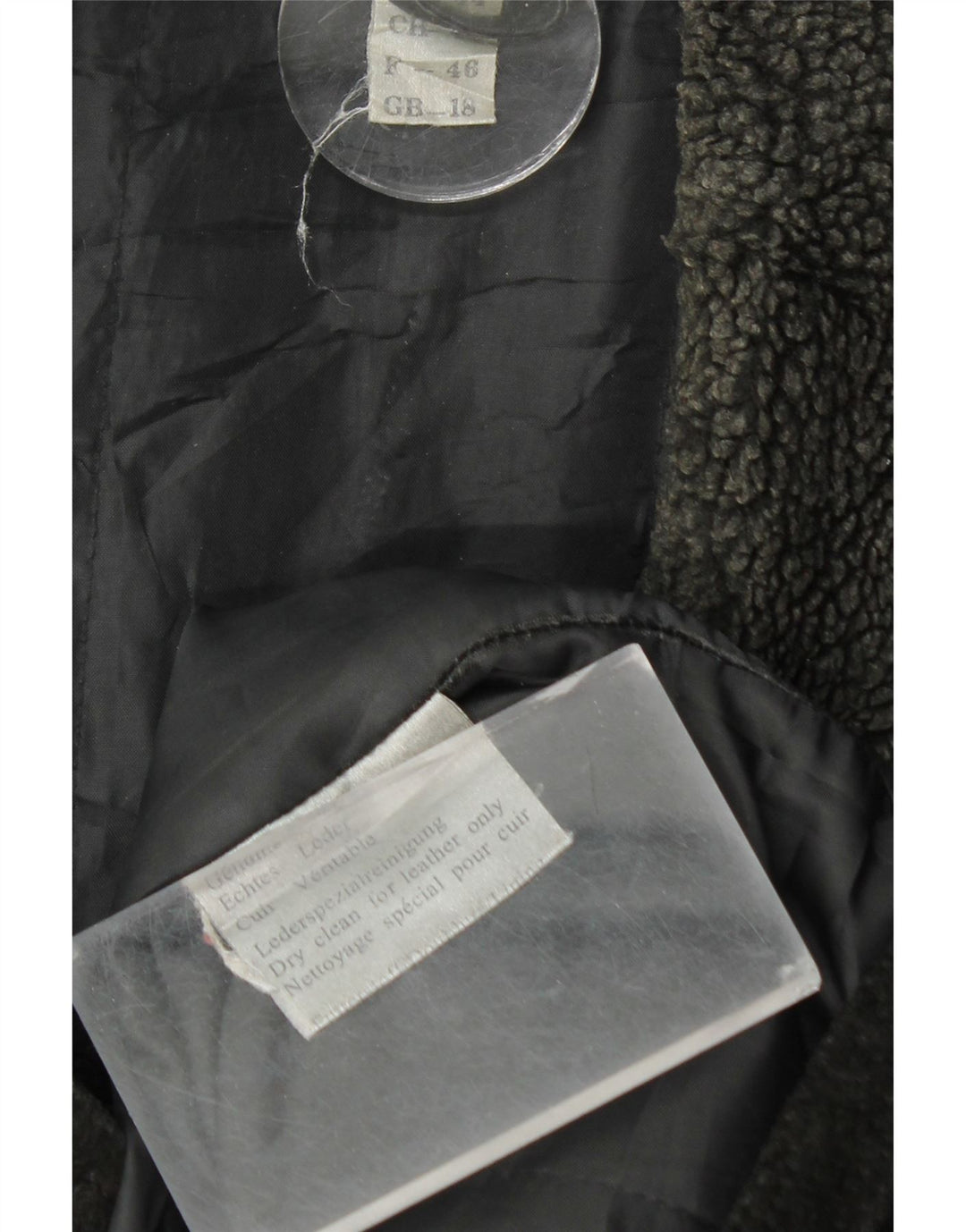 VINTAGE Abrigo de ante para mujer Reino Unido 18 XL Cuero negro