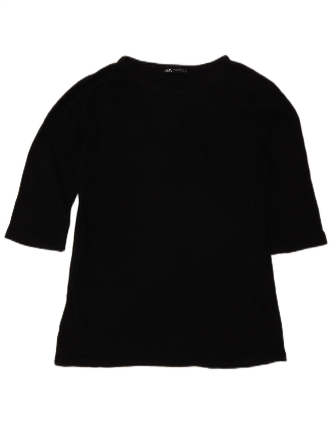 Zara Mujer Top Manga 3/4 UK 10 Small Negro