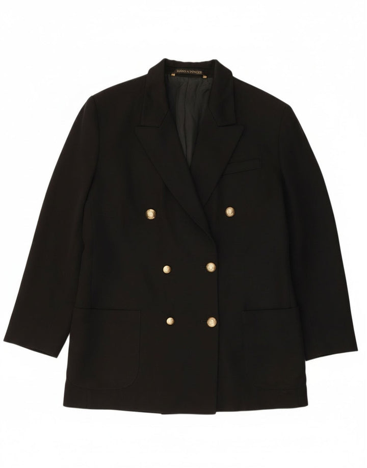 Marks & Spencer Chaqueta tipo blazer con doble botonadura para mujer UK 40 Grande Lana negra