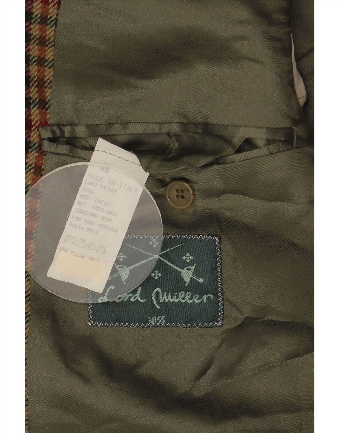 Chaqueta blazer vintage de 2 botones para hombre IT 48 Lana virgen a cuadros marrón medio