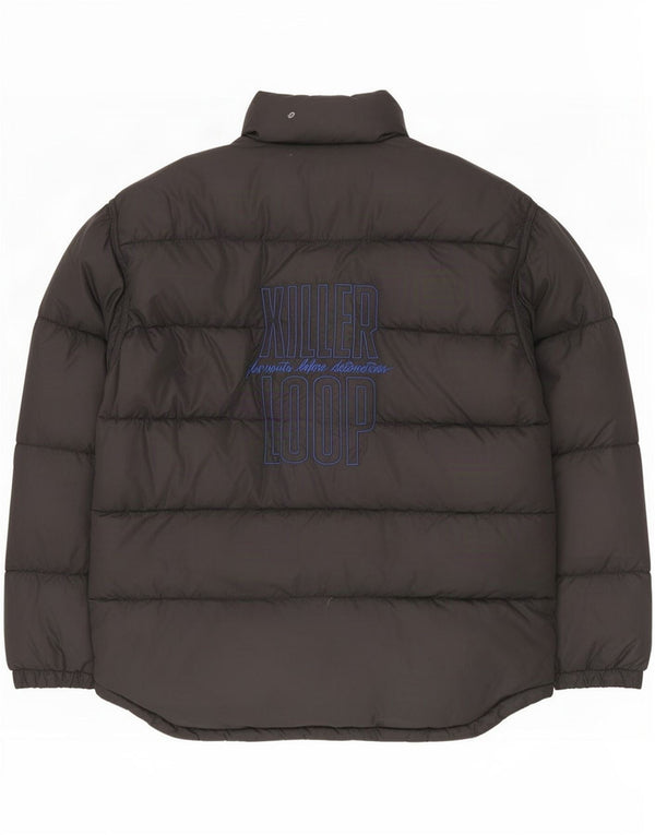 Killer Loop Mens Graphic Reversible Padded Jacket UK 38 Medium Black