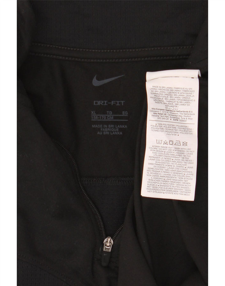 Nike Dri Fit - Chándal con cremallera y cuello para niños, 13-14 años, XL, negro