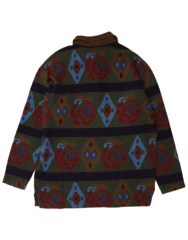 Johnny Lambs Polo de rugby largo para mujer IT 42 Medium Green Aztec