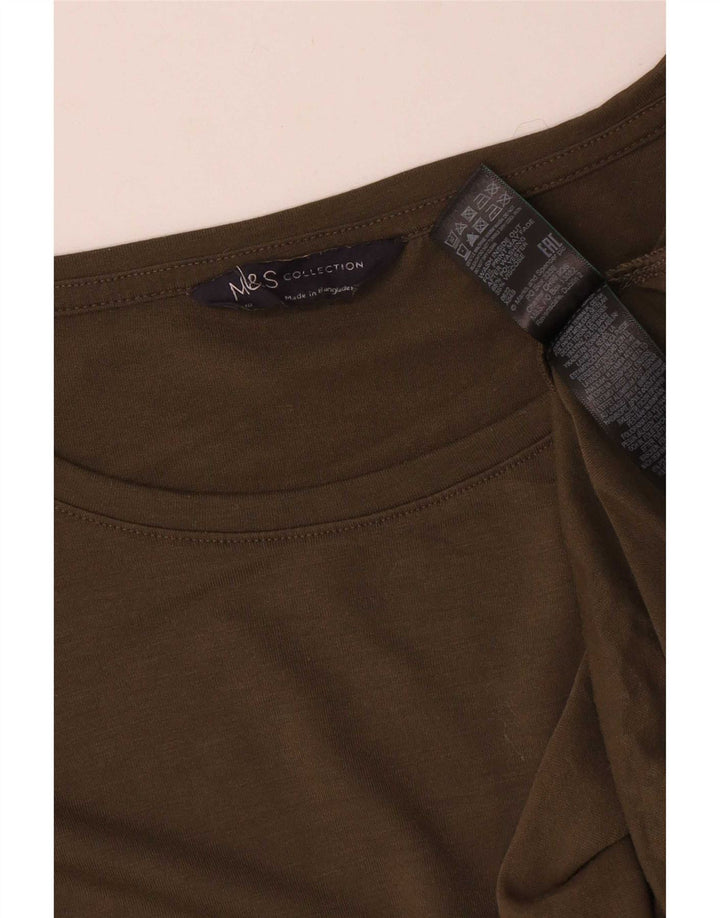 Marks & Spencer Top gráfico extragrande de manga larga para mujer UK 40 XL Caqui