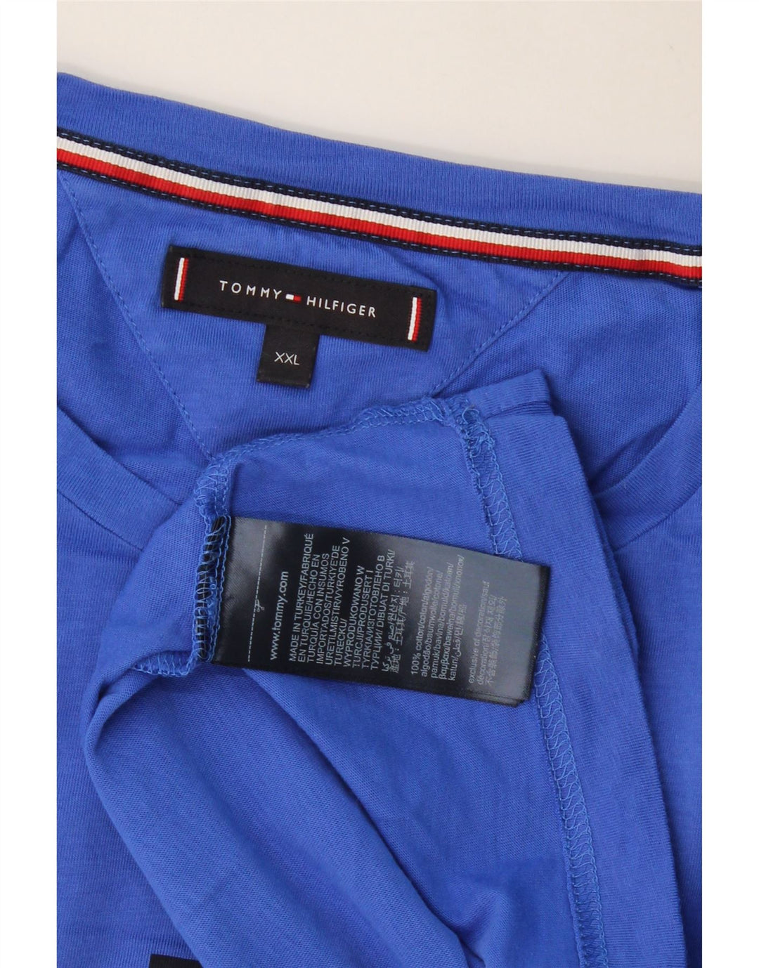 TOMMY HILFIGER Camiseta gráfica para hombre Top 2XL Algodón azul