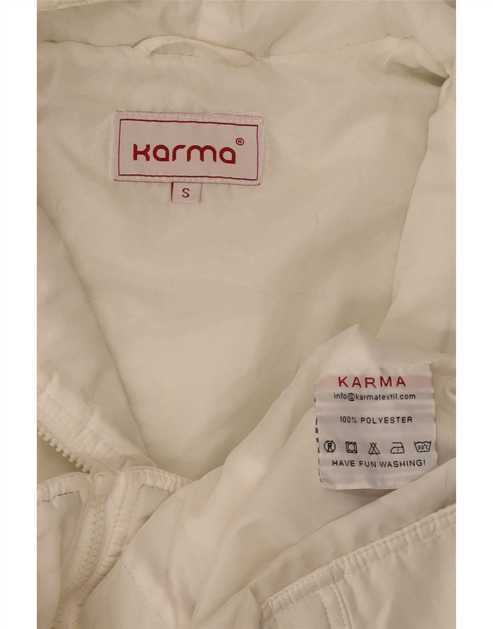 Karma Mujer Chaqueta Acolchada Con Capucha UK 40 Small Blanco Colorblock Poliéster
