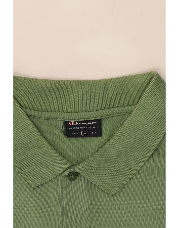 CHAMPION Mens Polo Shirt Large Green Cotton Vintage Champion and Second-Hand Champion from Messina Hembry 