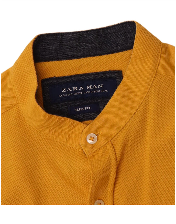 Zara Hombre Camisa Slim Fit Manga Corta Small Amarillo