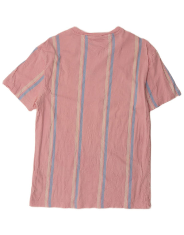 Tommy Hilfiger Camiseta gráfica para hombre Top pequeño de algodón a rayas rosa