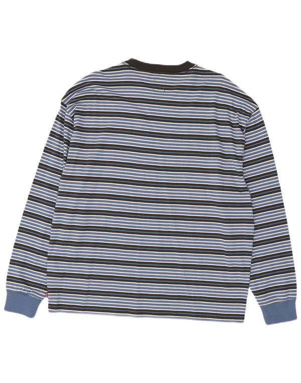 Levi's Hombre Top extragrande de algodón a rayas azul medio de manga larga
