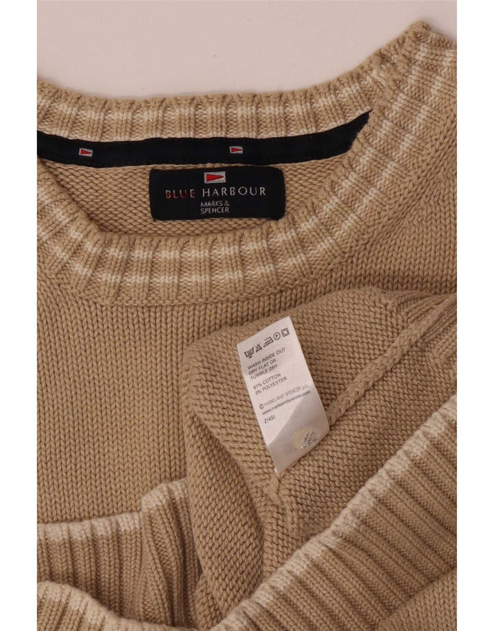 Marks & Spencer - Jersey de cuello redondo para hombre, color azul, talla grande, color beige