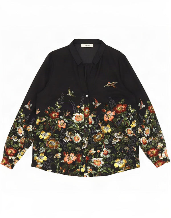 Blusa tipo camisa militar para mujer Oasis UK 44 Poliéster floral negro mediano