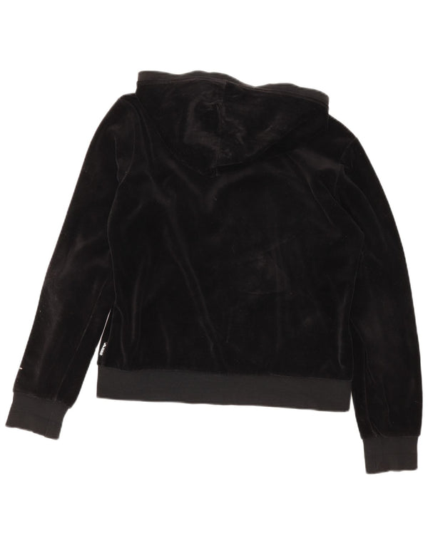 Arena Suéter con capucha y cremallera de terciopelo gráfico extragrande para mujer UK 6 XS Negro