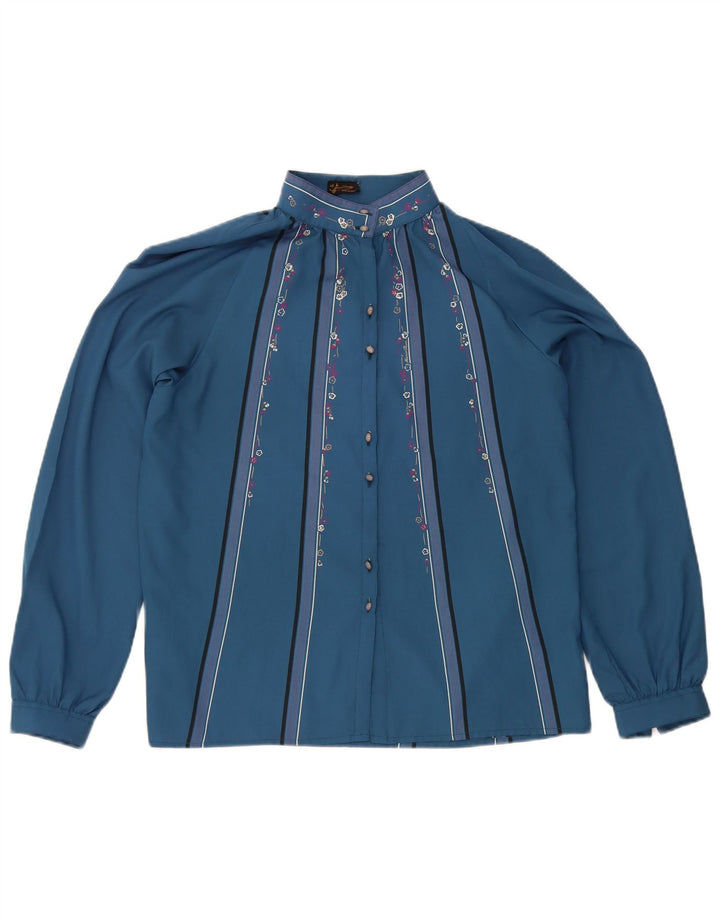 Blusa vintage para mujer IT 44 Poliéster floral azul medio