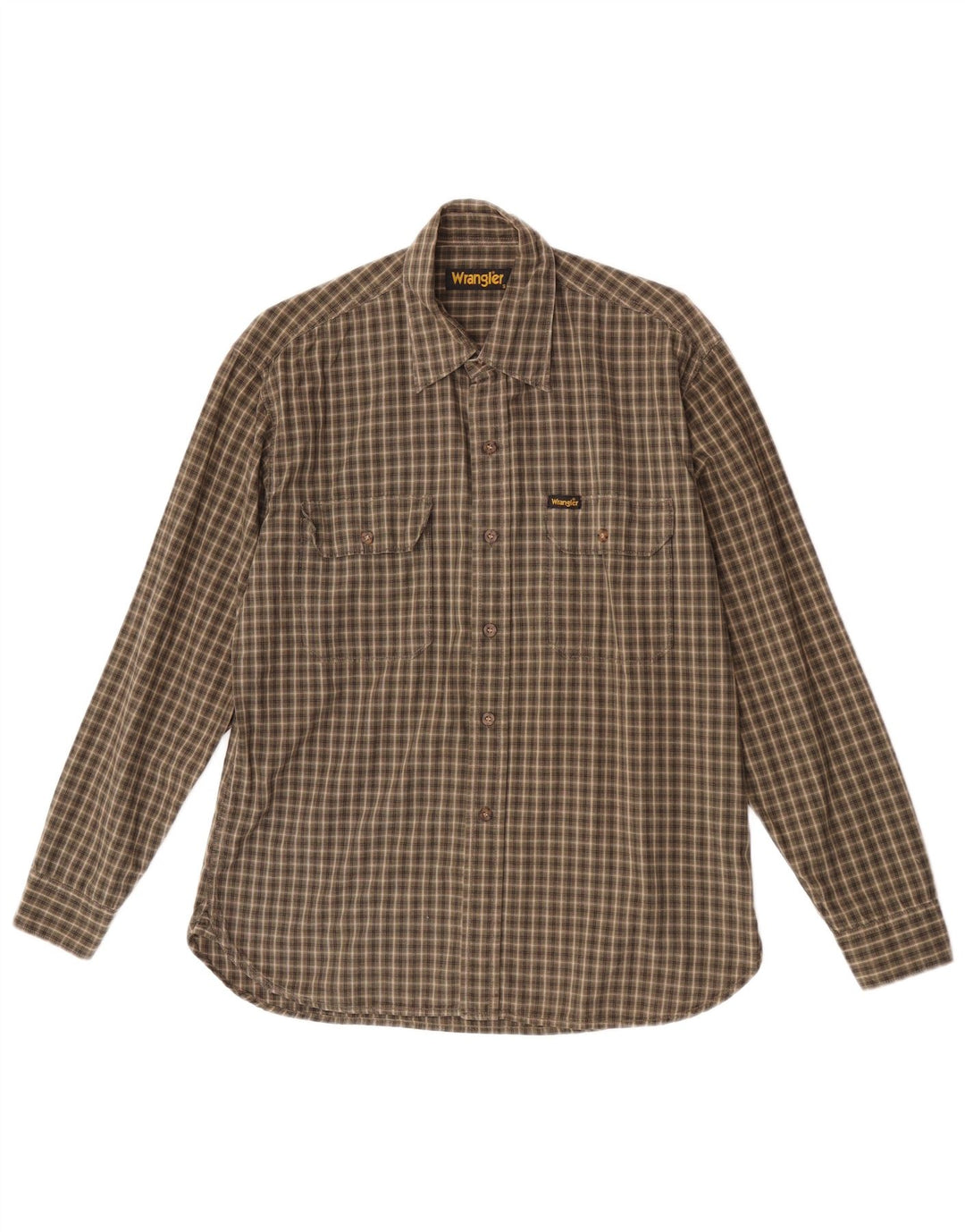 Camisa Wrangler Hombre Small Khaki Check Cotton