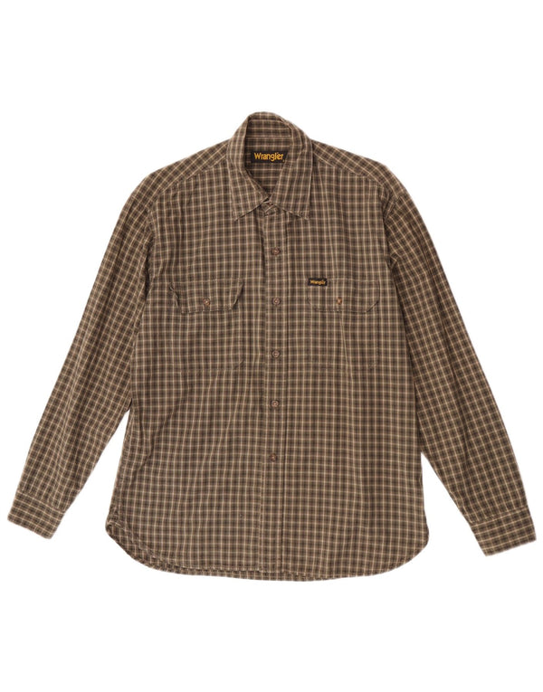 Camisa Wrangler Hombre Small Khaki Check Cotton