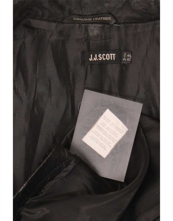 J.J.Scott Chaqueta Blazer de Cuero con 2 Botones para Mujer IT 46 Grande Negro
