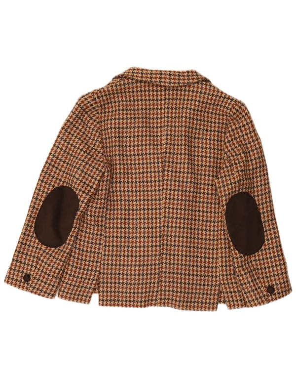 Vintage mujer 3 botones Blazer chaqueta Reino Unido 12 mediano beige Houndstooth