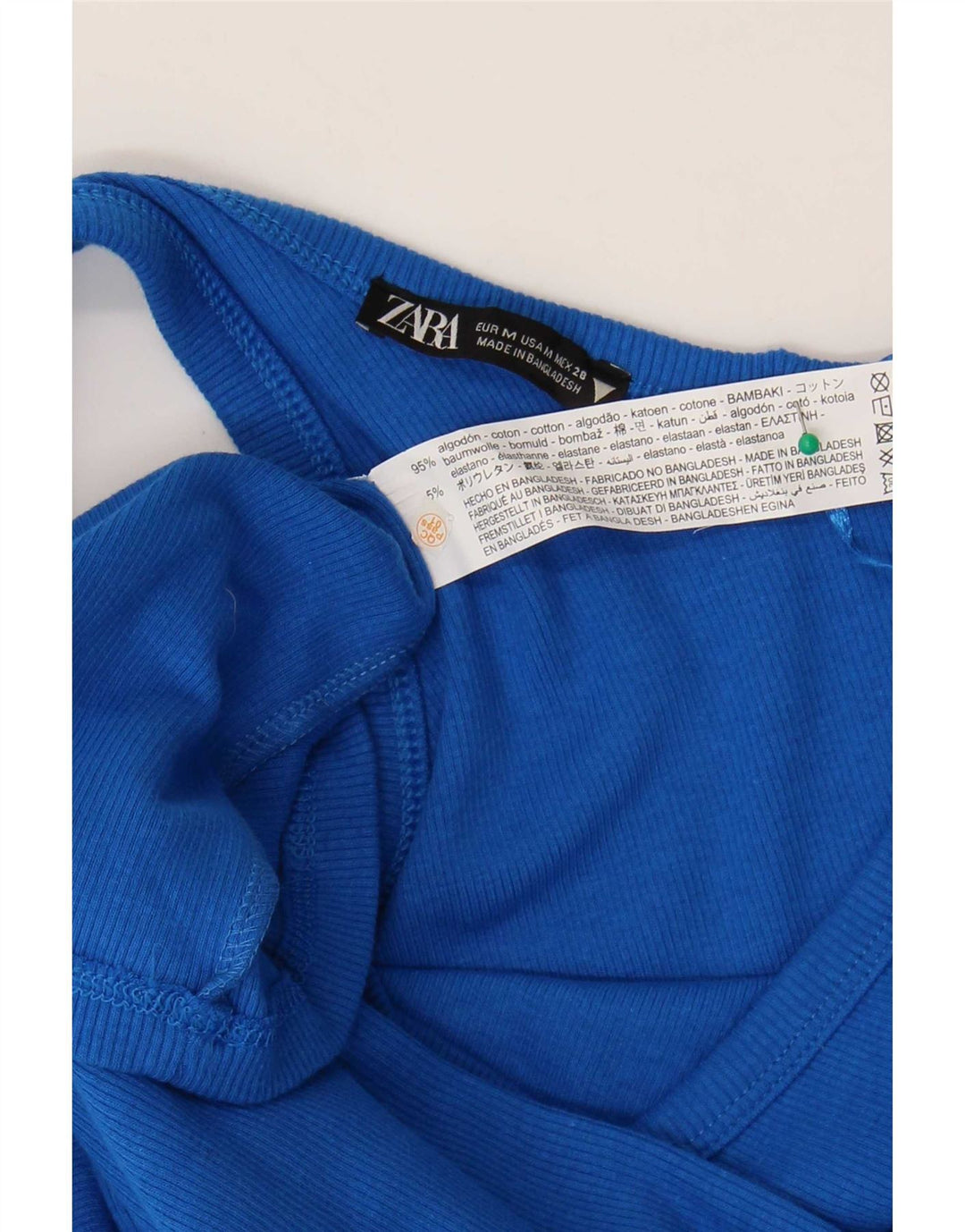 Zara Vestido De Un Hombro Para Mujer UK 42 Algodón Azul Medio