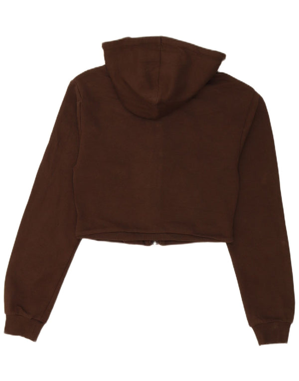 Zara - Sudadera con capucha y cremallera para mujer, talla 40, algodón marrón medio